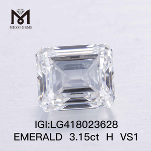 3.15CT H/VS1 EMERALD CUT lab diamant EX VG