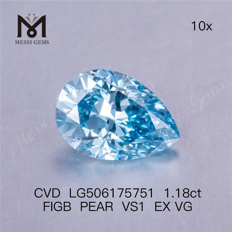 1,18 karat IGI pæreslebet lab diamant blå