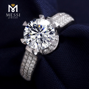 Moissanite diamantringe seks kløer sæt 18K hvidguld smykkering til mænd og kvinder Forlovelsesbryllup